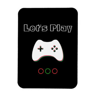 Video Game Controller, Let's Play, Red & Green Art Magnet