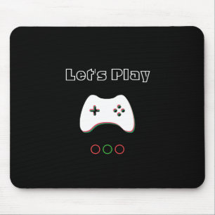 Video Game Controller, Let's Play, Red & Green Art Mouse Pad