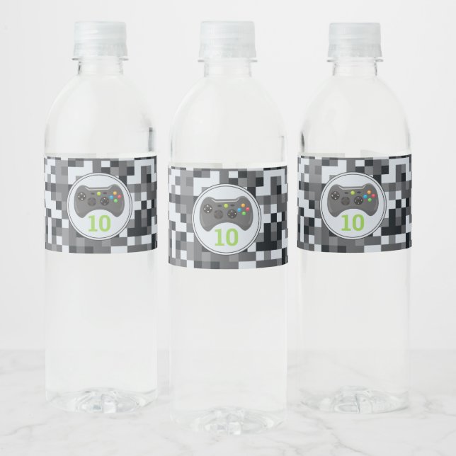 Video Game controller level up birthday Party Water Bottle Label (Bottles)