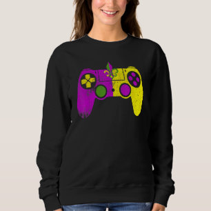 Video Game Controller Mardi Gras Carnival Mask Fle Sweatshirt