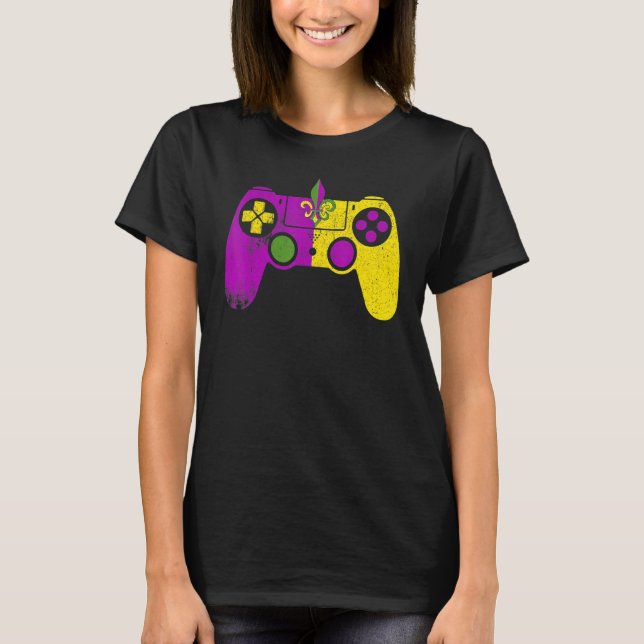 Video Game Controller Mardi Gras Carnival Mask Fle T-Shirt (Front)