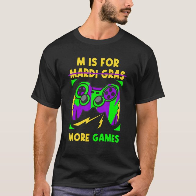 Video Game Controller Mardi Gras Carnival Party Bo T-Shirt (Front)