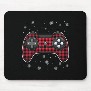 Video Game Controller Red Plaid Gamer Boys Kids Mouse Pad