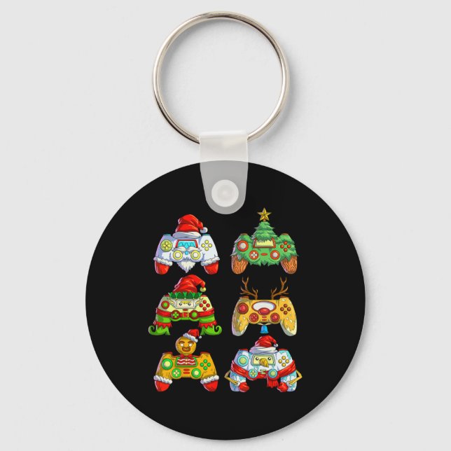 Video Game Controller Santa Hat Christmas Gamer 2  Key Ring (Front)