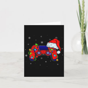Video Game Controller Santa Hat Christmas Gamer Bo Card