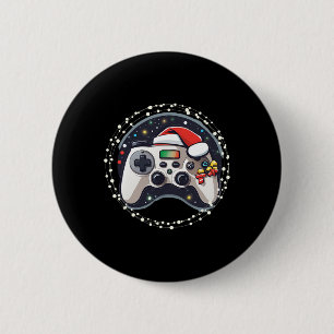 Video Game Controller Santa Hat Christmas Gaming X 6 Cm Round Badge