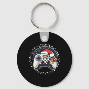 Video Game Controller Santa Hat Christmas Gaming X Key Ring