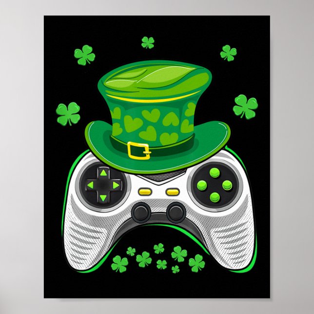 Video Game Controller Shamrock Gamer St Patricks D Poster (Front)