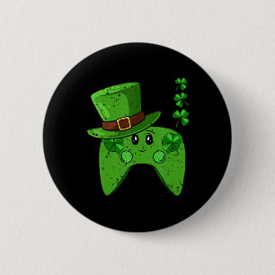 Video-Game Controller Shamrock St Patricks Day Gam 6 Cm Round Badge