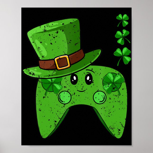 Video-Game Controller Shamrock St Patricks Day Gam Poster (Front)