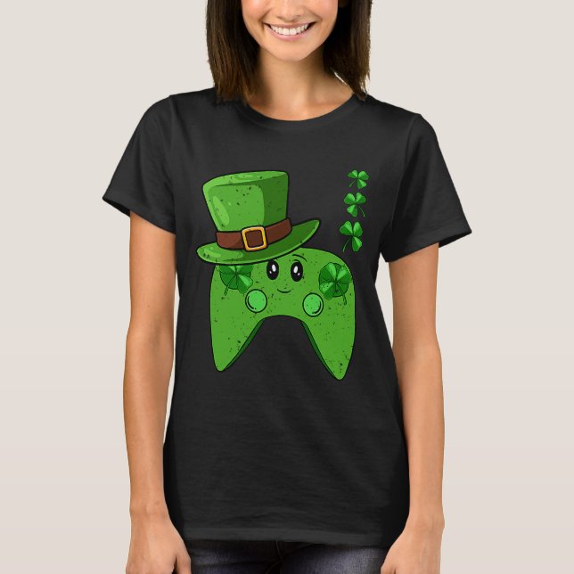 Video Game Controller Shamrock St Patricks Day Gam T-Shirt (Front)