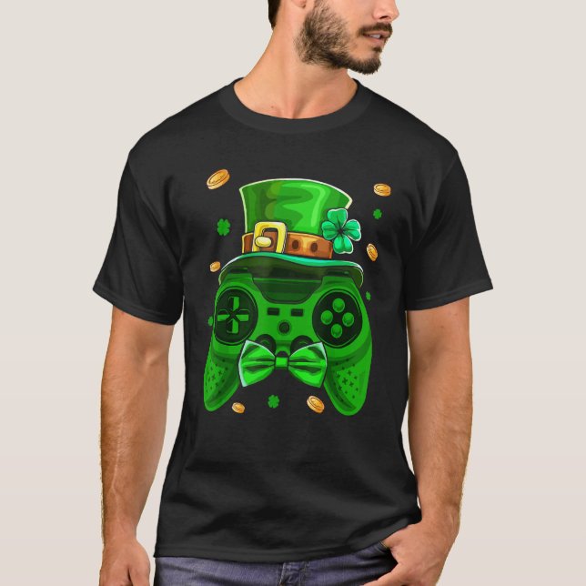 Video Game Controller St Patricks Day Gamer Men Bo T-Shirt (Front)