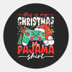 Video Game Controller This Is My Christmas Pajama Classic Round Sticker