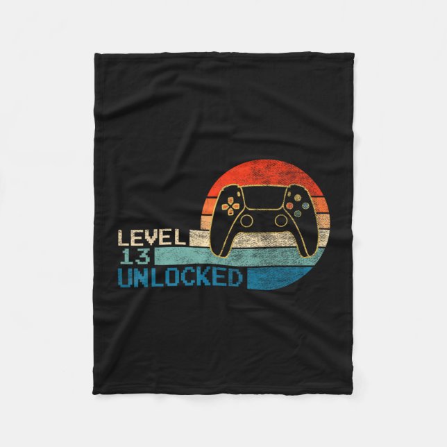 Video Game Controller Unlocked Level 13 Birthday B Fleece Blanket (Front)