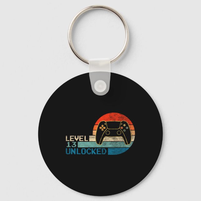 Video Game Controller Unlocked Level 13 Birthday B Key Ring (Front)