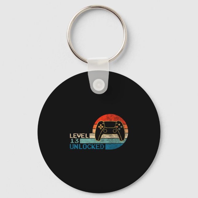 Video Game Controller Unlocked Level 13 Birthday B Key Ring (Front)