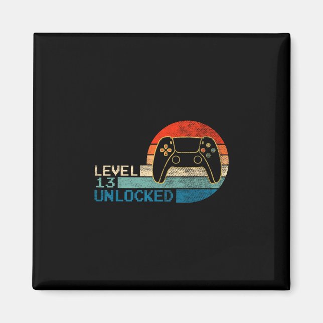Video Game Controller Unlocked Level 13 Birthday B Magnet (Front)