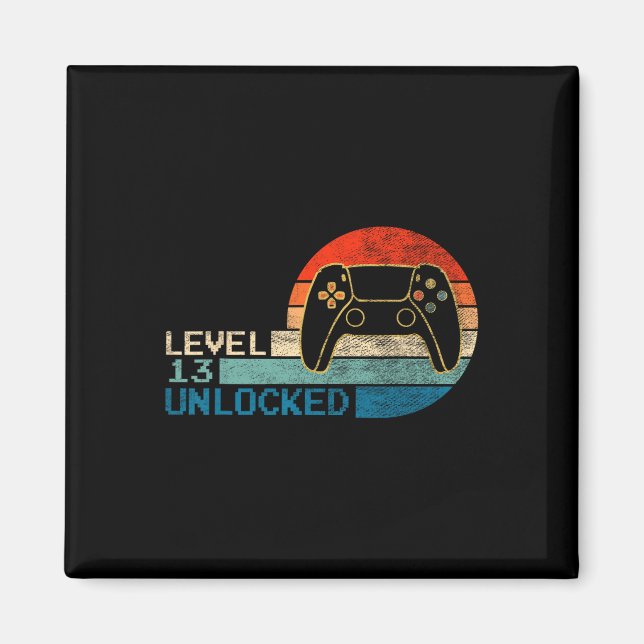 Video Game Controller Unlocked Level 13 Birthday B Magnet (Front)