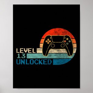 Video Game Controller Unlocked Level 13 Birthday B Poster