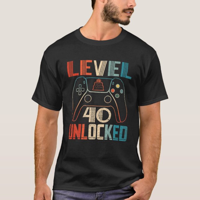 Video Game Controller Unlocked Level 40 Birthday B T-Shirt (Front)
