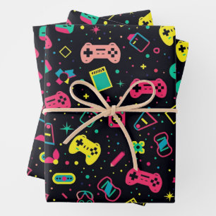 Video Game Controllers and Toys Pattern Wrapping Paper Sheet