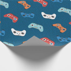video game controllers dark blue wrapping paper