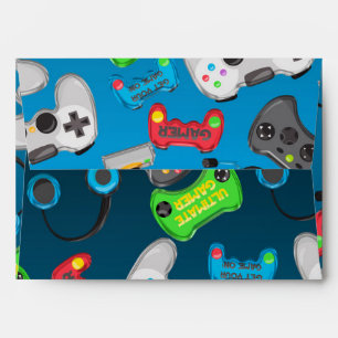 Video Game Controllers Gamer Birthday Party Envelope