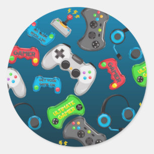 Video Game Controllers Gamer Birthday Party Favour Classic Round Sticker