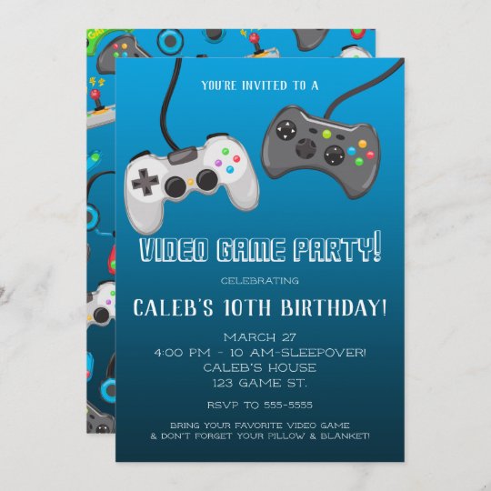 Video Game Controllers Gamer Birthday Party Invitation Zazzle Com Au