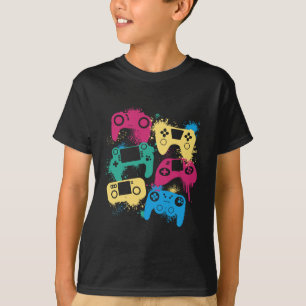 Video Game Controllers Graphic Tee For Gamer Color