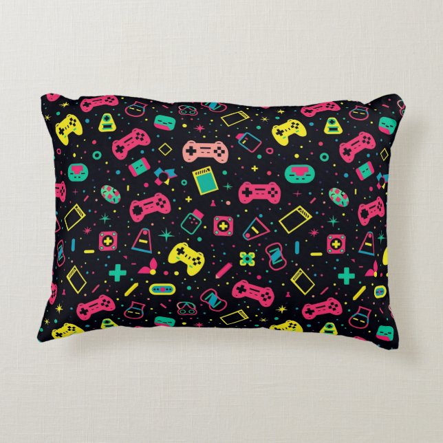 Video Game Controllers Pattern  Decorative Cushion (Back)