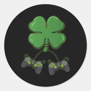 Video Game Controllers St Patricks Day Boys Girl K Classic Round Sticker