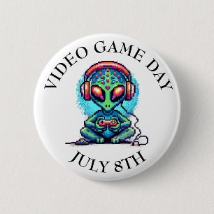 Video Game Day July 8th 6 Cm Round Badge