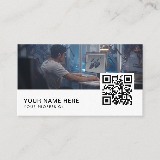 Video game designer QR Code  Business Card (Front)