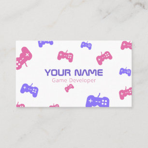 Video Game Developer Tester Console Pink & Purple  Business Card