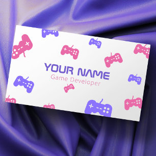 Video Game Developer Tester Console Pink & Purple Business Card