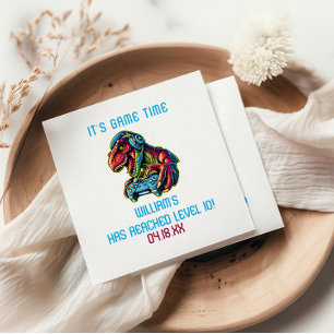 Video Game Dinosaur Gaming Birthday Party Napkin
