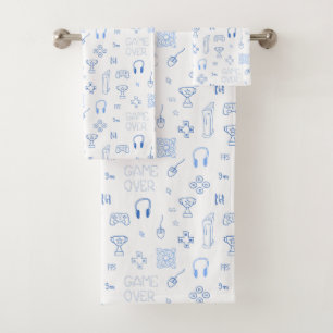 Video game doodle PC gamer theme Bath Towel Set