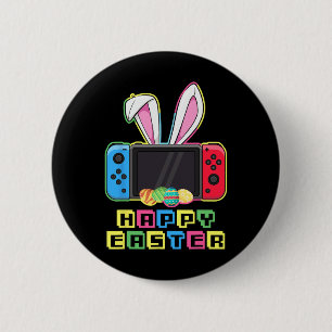 Video Game Easter Bunny Funny Gaming Controller Ga 6 Cm Round Badge