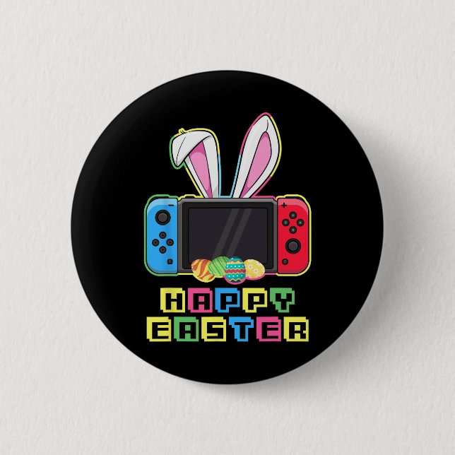 Video Game Easter Bunny Funny Gaming Controller Ga 6 Cm Round Badge (Front)