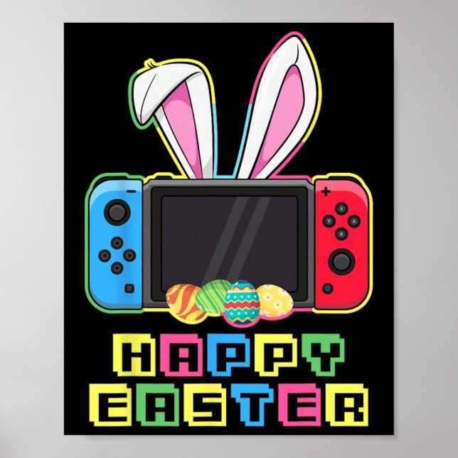 Video Game Easter Bunny Funny Gaming Controller Ga Poster (Front)