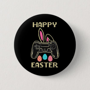 Video Game Easter Bunny Gaming Controller Gamer Bo 6 Cm Round Badge