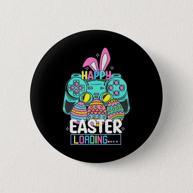 Video Game Easter Bunny Gaming Controller Gamer Bo 6 Cm Round Badge (Front)