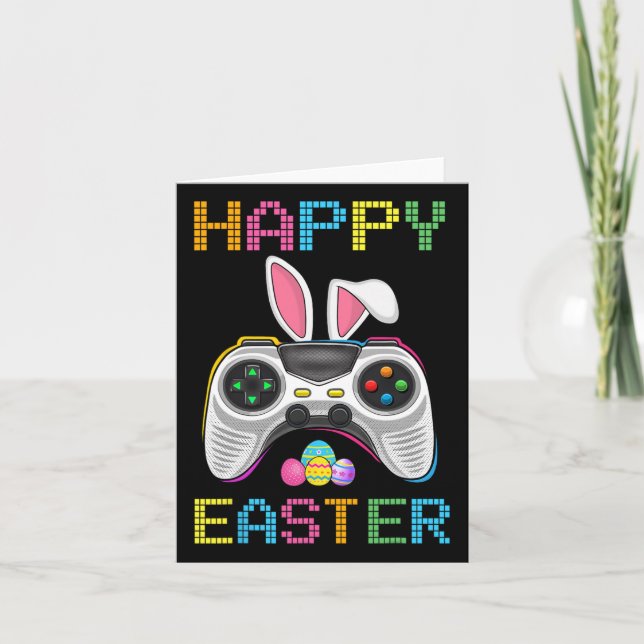 Video Game Easter Bunny Gaming Controller Gamer Bo Card (Front)