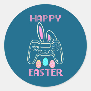 Video Game Easter Bunny Gaming Controller Gamer Bo Classic Round Sticker