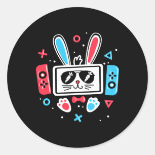 Video Game Easter Bunny Gaming Controller Gamer Bo Classic Round Sticker