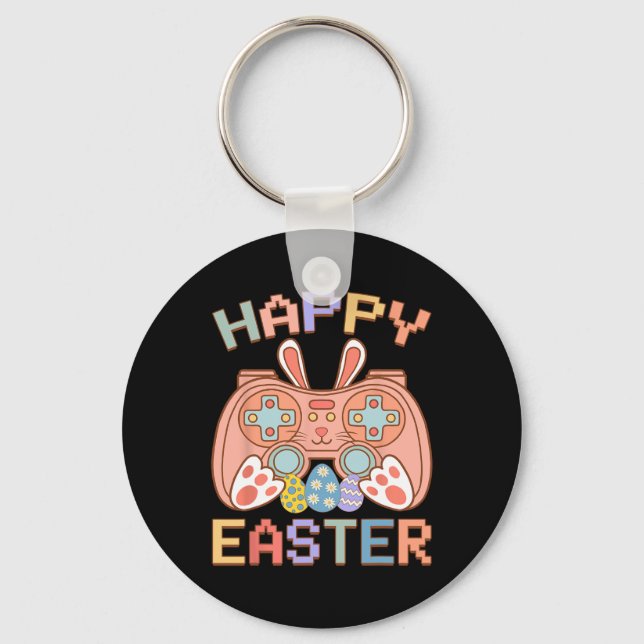 Video Game Easter Bunny Gaming Controller Gamer Bo Key Ring (Front)
