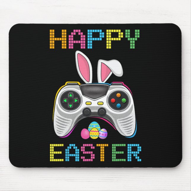 Video Game Easter Bunny Gaming Controller Gamer Bo Mouse Pad (Front)