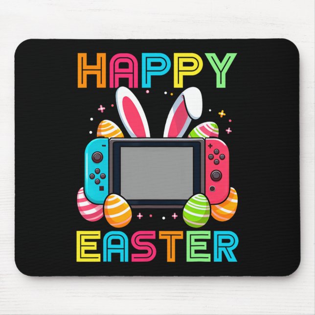 Video Game Easter Bunny Gaming Controller Gamer Bo Mouse Pad (Front)