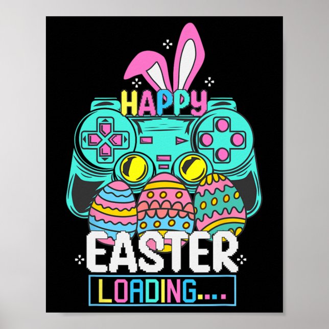 Video Game Easter Bunny Gaming Controller Gamer Bo Poster (Front)